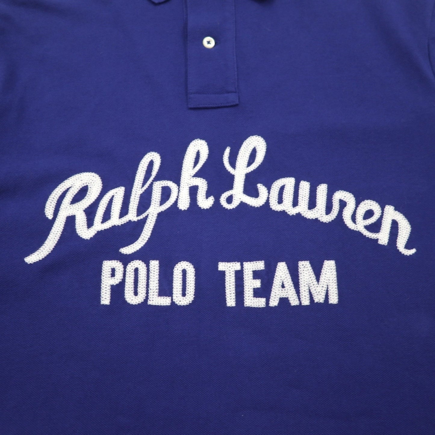 POLO RALPH LAUREN チェーンステッチ 刺繍 ポロシャツ L ブルー 鹿の子 POLO TEAM