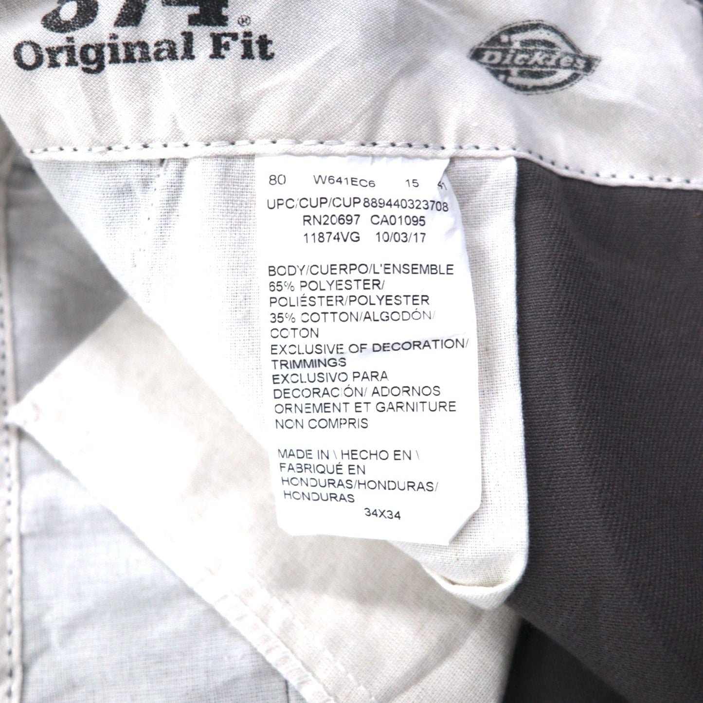 Dickies 874 ワーク チノパンツ L グレー Original Fit W641EC6 ホンジュラス製