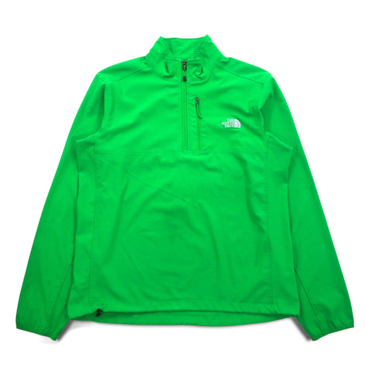 THE NORTH FACE ハーフジップ ソフトシェルジャケット L グリーン ポリエステル ARDJ ドローコード