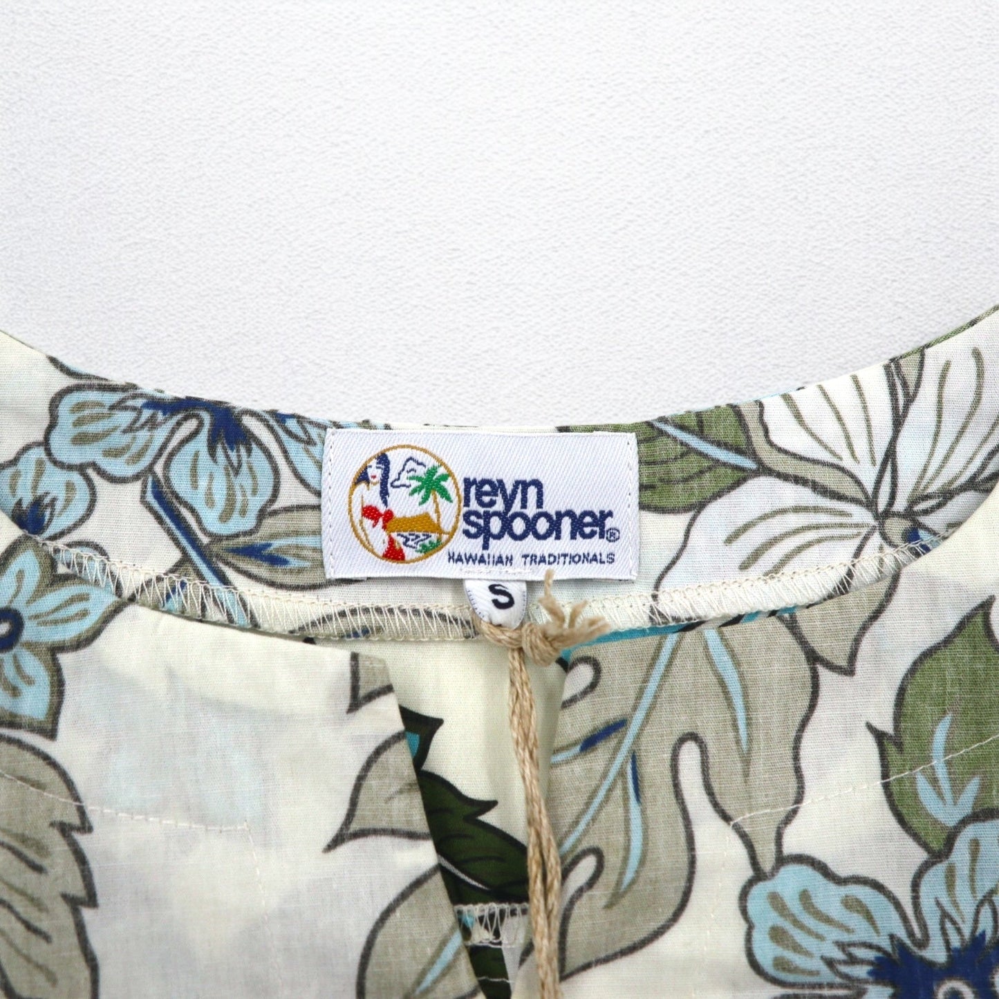 reyn spooner プルオーバー アロハシャツ S ベージュ コットン 総柄 ハイビスカス 未使用品