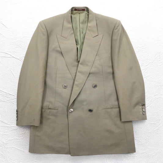 GIVENCHY 80年代 オールド ダブル テーラードジャケット ブレザー M ベージュ ウール メタルボタン 日本製