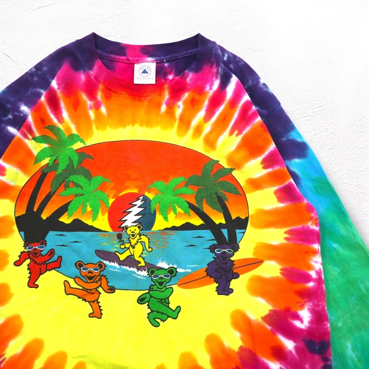 GRATEFUL DEAD ダンシングベア タイダイ ロングスリーブTシャツ ロンT M マルチカラー DELTAボディ グレートフルデッド