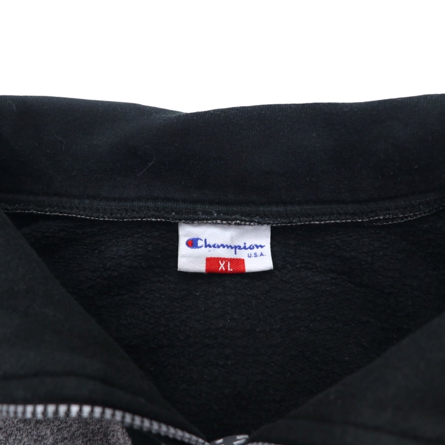 Champion USA 90年代 イタリア製 ハーフジップ レイヤード スウェット XL グレー コットン スクリプトロゴ ワッペン