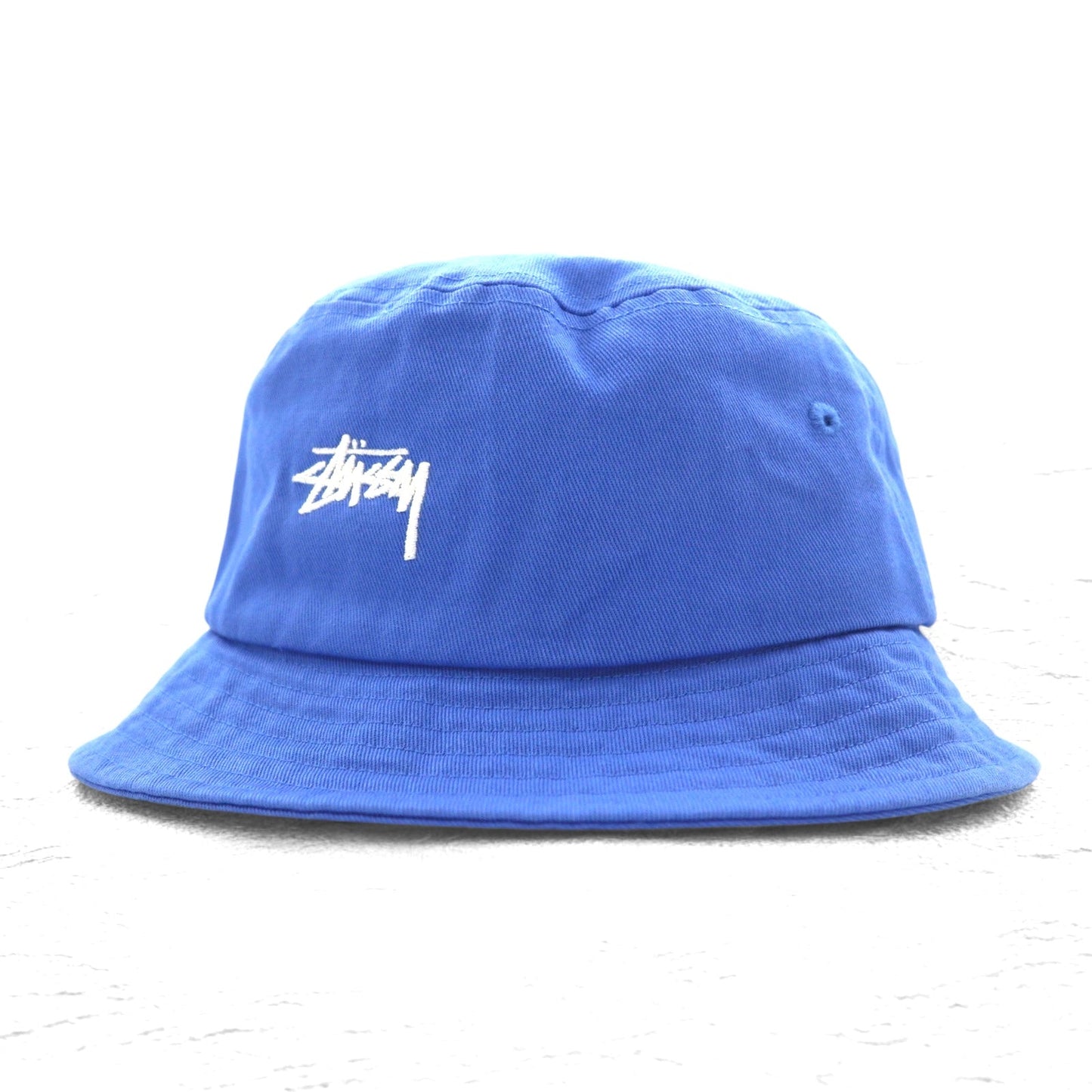 stussy ストックロゴ 刺繍 バケットハット S/M ブルー コットン STOCK BUCKET HAT