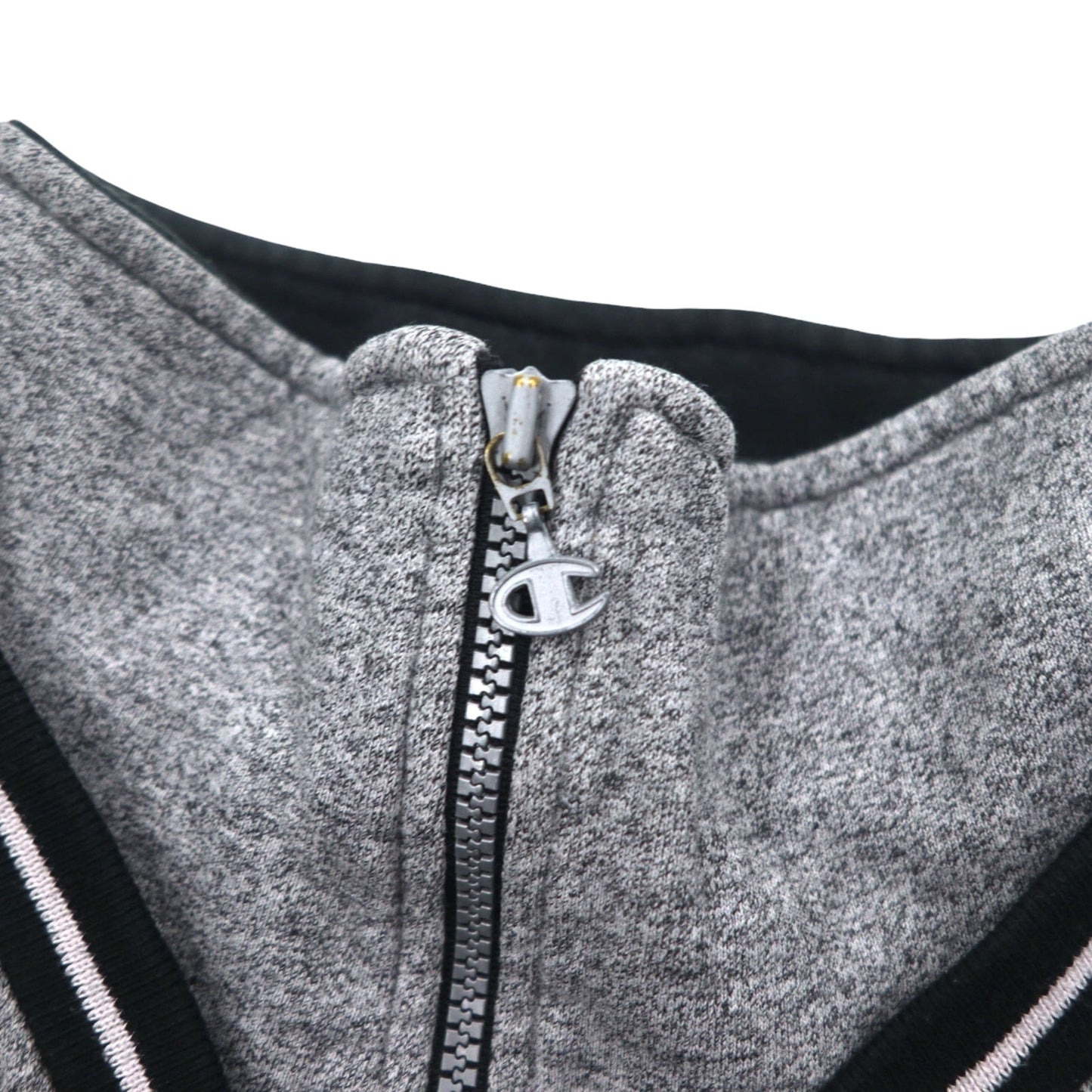 Champion USA 90年代 イタリア製 ハーフジップ レイヤード スウェット XL グレー コットン スクリプトロゴ ワッペン