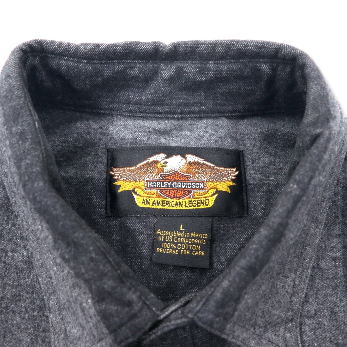 HARLEY DAVIDSON フランネル ワークシャツ L グレー ストライプ コットン メキシコ製