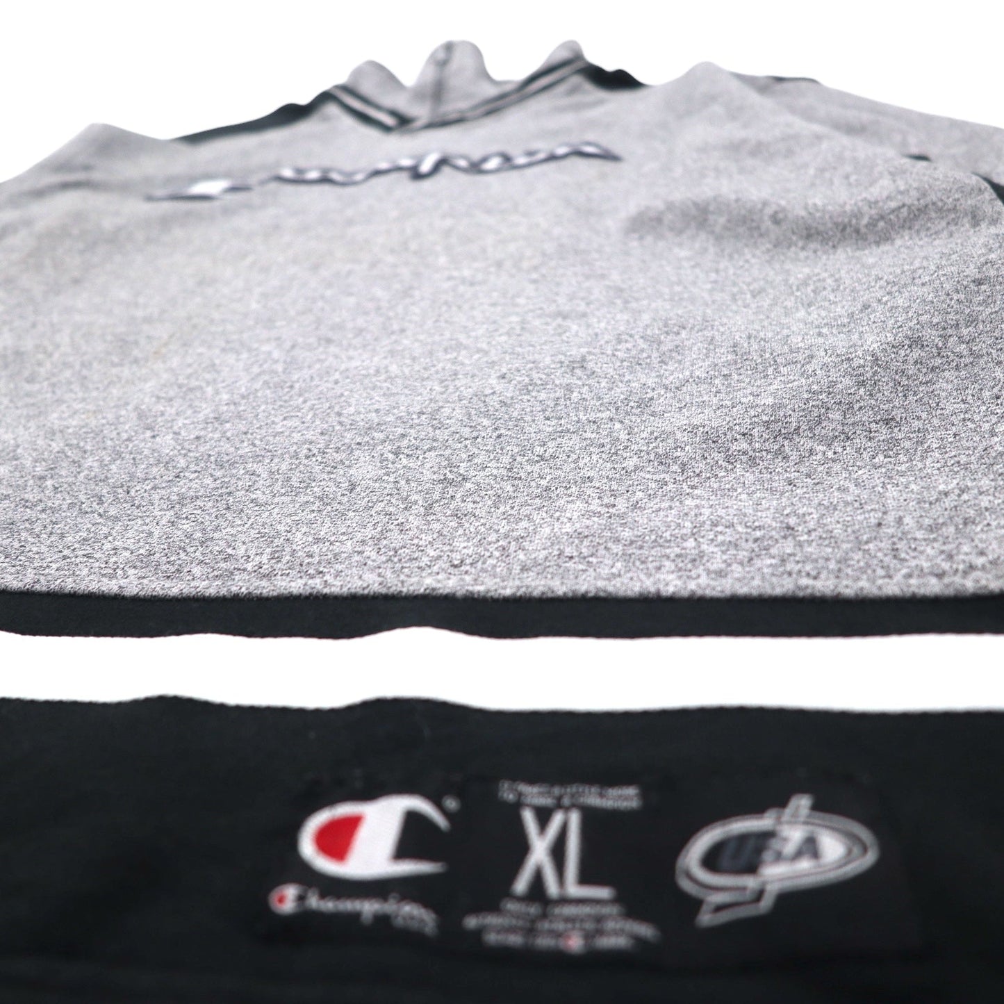 Champion USA 90年代 イタリア製 ハーフジップ レイヤード スウェット XL グレー コットン スクリプトロゴ ワッペン