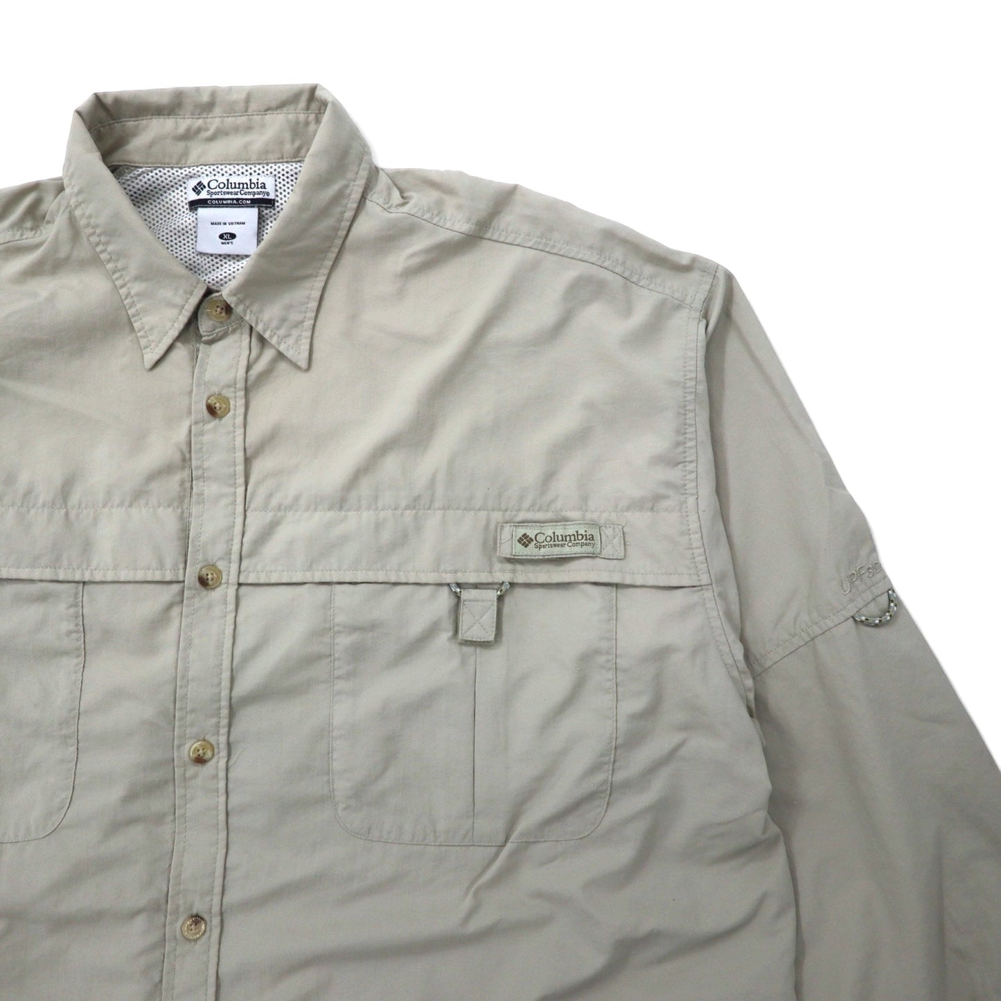 Columbia PFG バハマ II ロングスリーブシャツ フィッシングシャツ XL ベージュ ナイロン UPF 30+ ビッグサイズ BAHAMA II L/S SHIRT FM7106