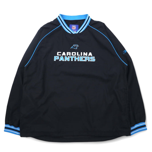 Reebok リブライン ピステ プルオーバー ナイロンジャケット XL ブラック NFL CAROLINA PANTHERS チームロゴ刺繍