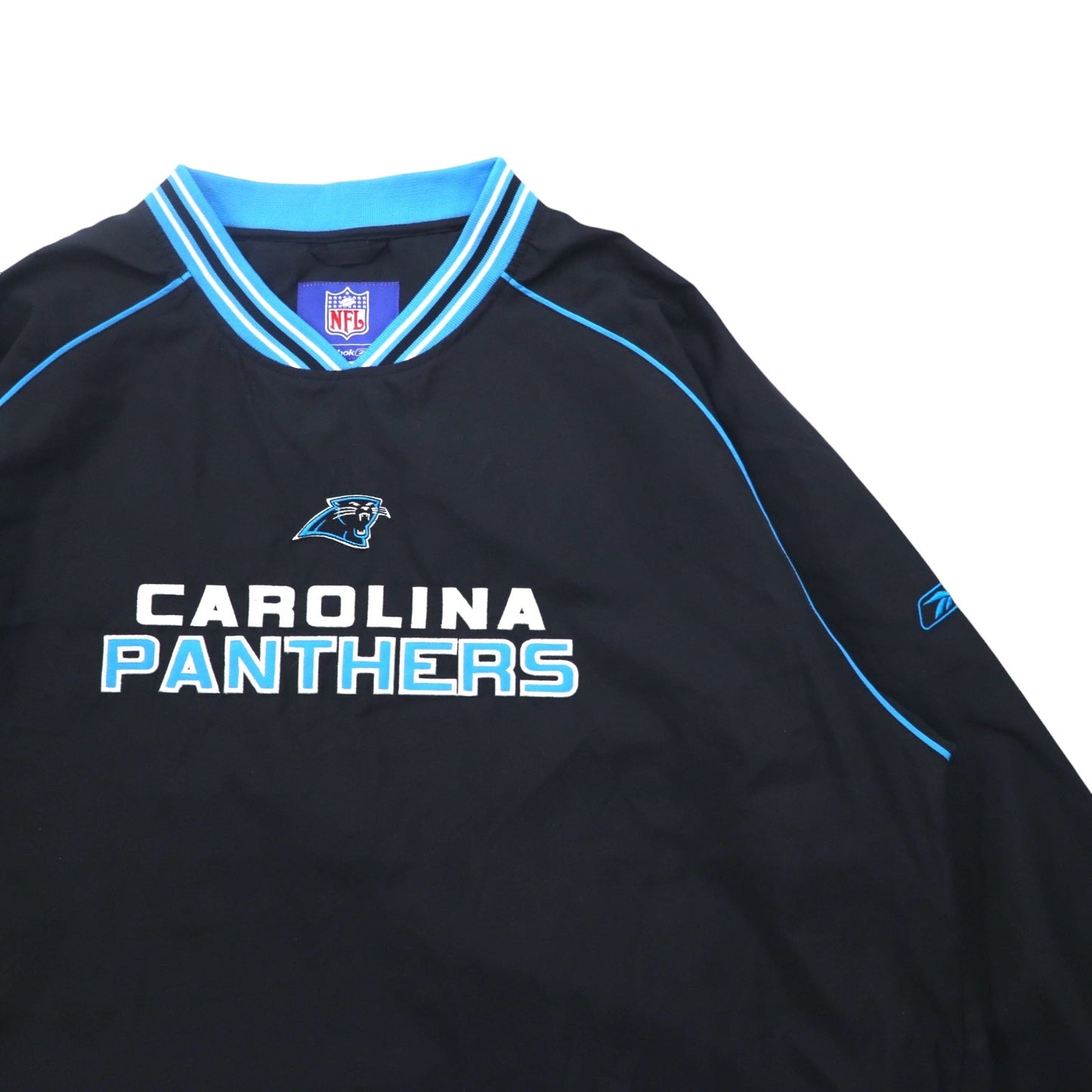 Reebok リブライン ピステ プルオーバー ナイロンジャケット XL ブラック NFL CAROLINA PANTHERS チームロゴ刺繍