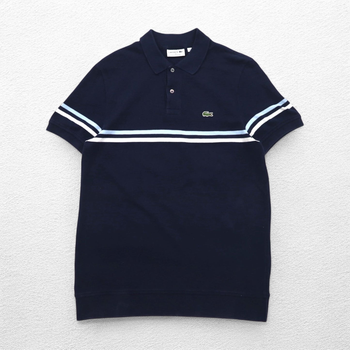 LACOSTE フランス製 ポロシャツ M ネイビー コットン ワンポイントロゴ PH4246