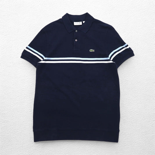 LACOSTE フランス製 ポロシャツ M ネイビー コットン ワンポイントロゴ PH4246