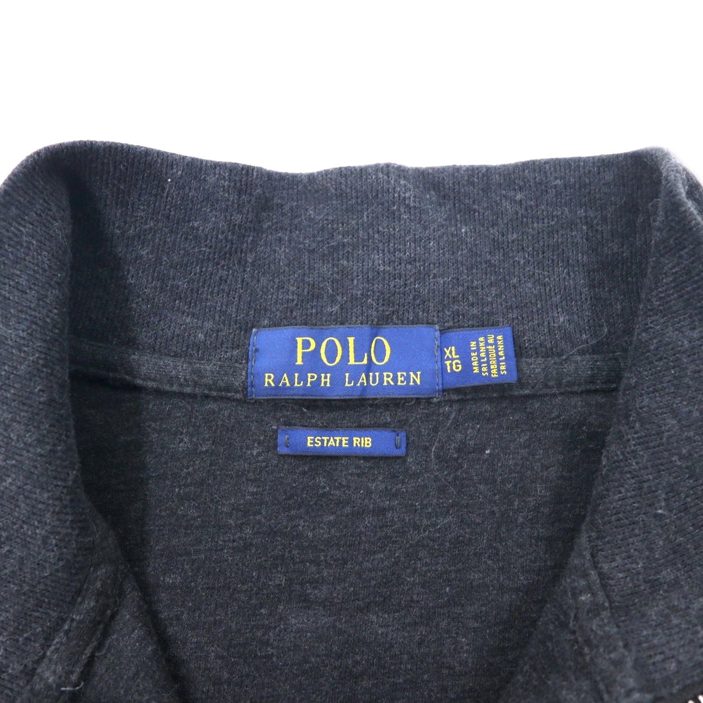 POLO RALPH LAUREN ハーフジップ スウェット XL グレー コットン ESTATE RIB スモールポニー刺繍