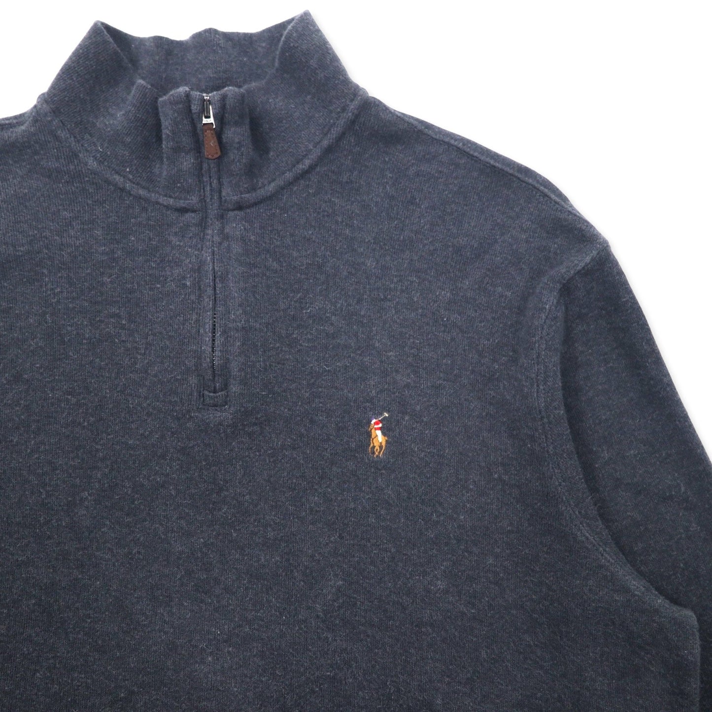 POLO RALPH LAUREN ハーフジップ スウェット XL グレー コットン ESTATE RIB スモールポニー刺繍