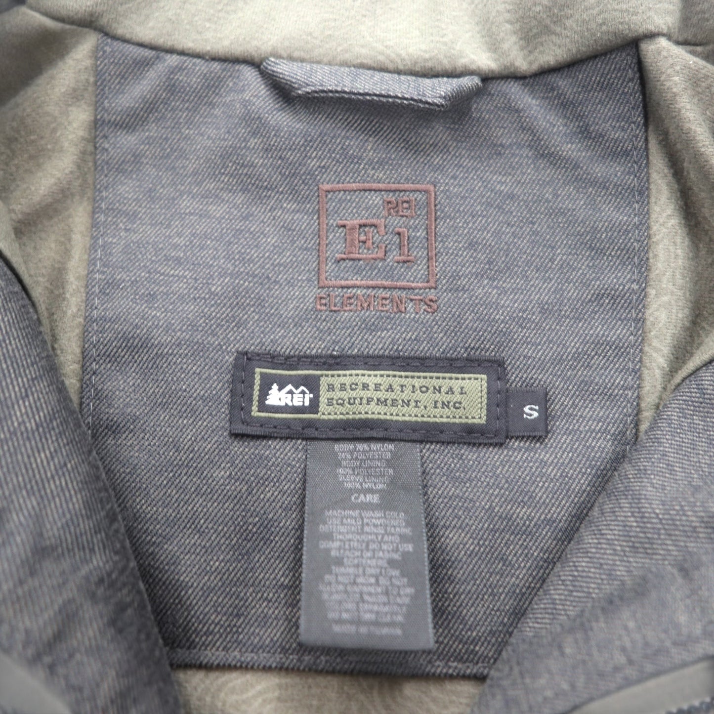 REI アウトドア マウンテンジャケット S グレー ナイロン ダブルジップ ELEMENTS