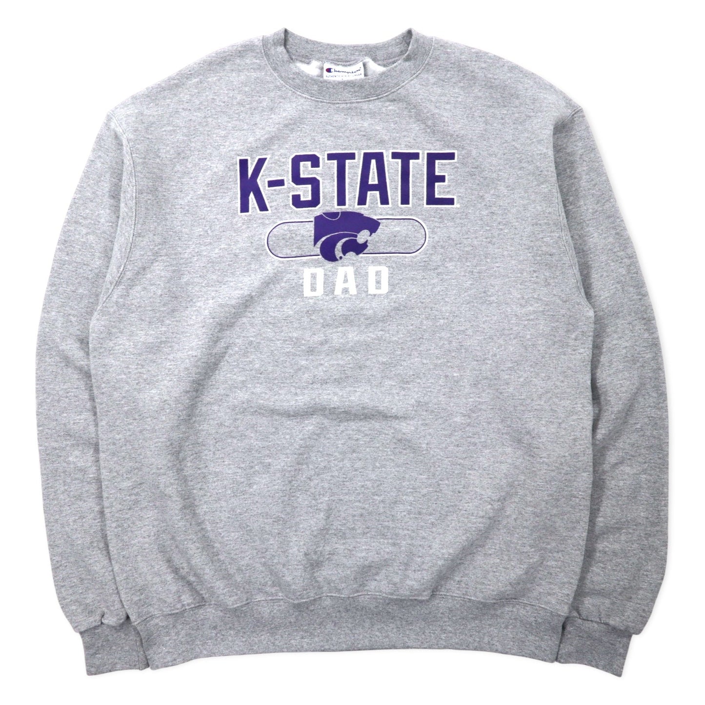 Champion カレッジ プリント スウェット 2XL グレー コットン 裏起毛 NCAA K-STATE DAD ビッグサイズ エルサルバドル製