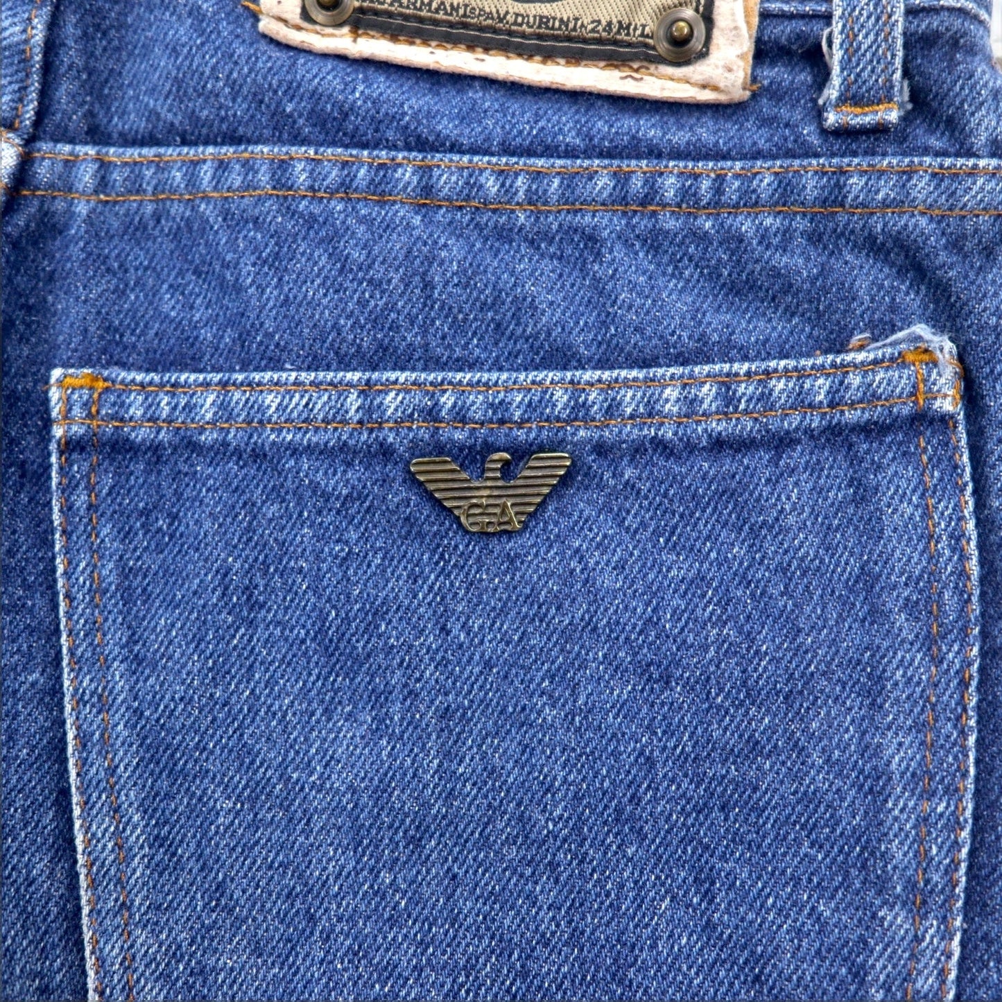 ARMANI JEANS イタリア製 90年代 テーパード デニムパンツ S インディゴ ブルー