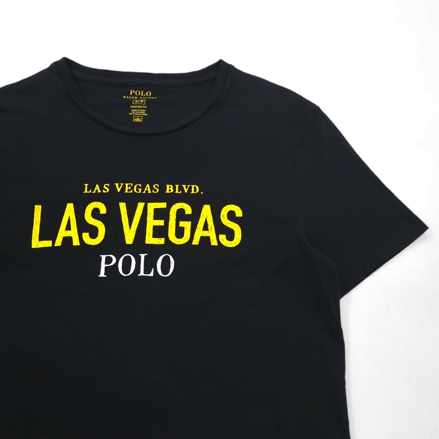 POLO RALPH LAUREN Tシャツ S ブラック コットン LAS VEGAS プリント ペルー製