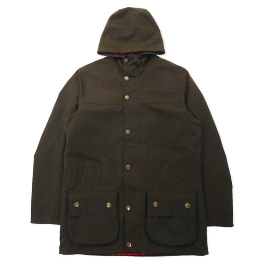 Barbour × ID URBAN RESEARCH × LOWPRO イギリス製 オイルドジャケット フーディー 36 ブラウン コットン ドローコード SLIM FIT DURHAM ダーハム 1102007
