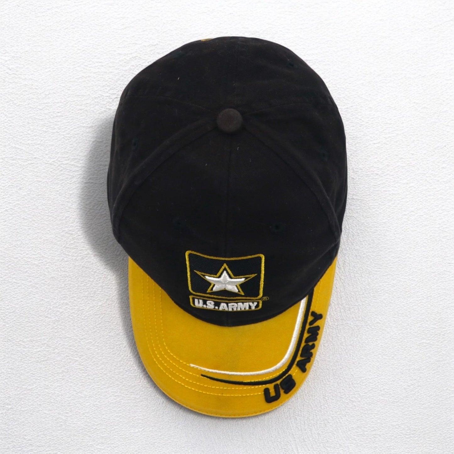 U.S.ARMY 米軍 バイカラー 6パネルキャップ FREE マジックテープ ブラック イエロー コットン