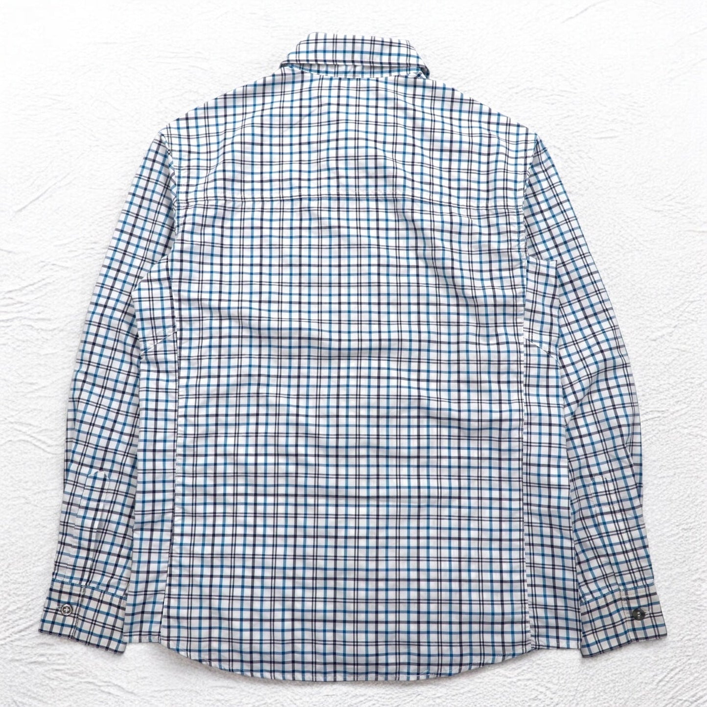 berghaus ドライテックシャツ M ホワイト ブルー チェック ポリエステル CHECKED SHIRT LS 20799