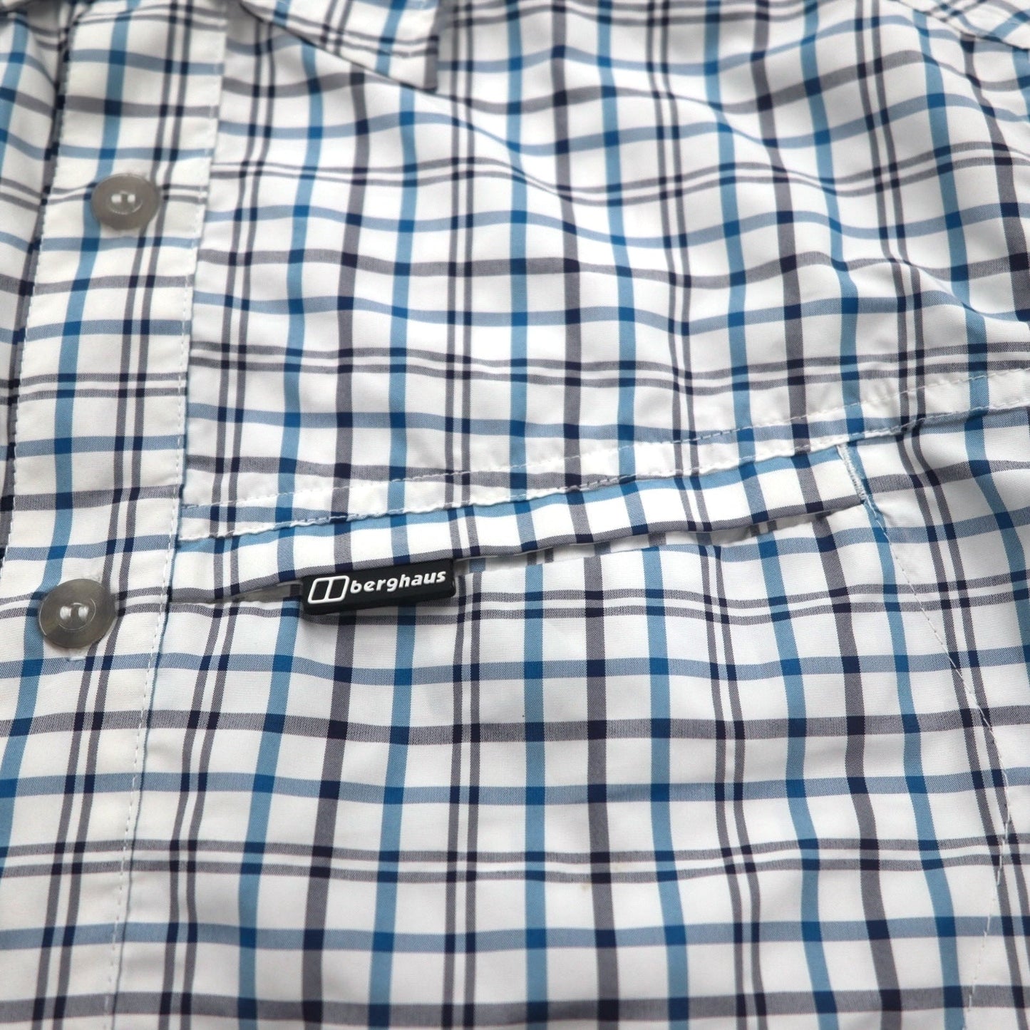 berghaus ドライテックシャツ M ホワイト ブルー チェック ポリエステル CHECKED SHIRT LS 20799