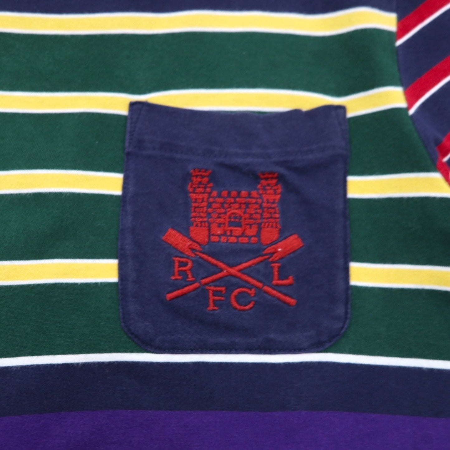 POLO RALPH LAUREN マルチボーダー ポケットTシャツ S マルチカラー コットン RLFC ロゴ刺繍 スリランカ製