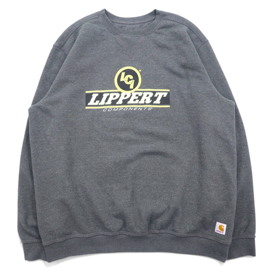 carhartt ミッドウェイト クルーネック スウェット XL グレー コットン 裏起毛 US企業 LIPPERT プリント MIDWEIGHT CREWNECK SWEATSHIRT K124 026 メキシコ製