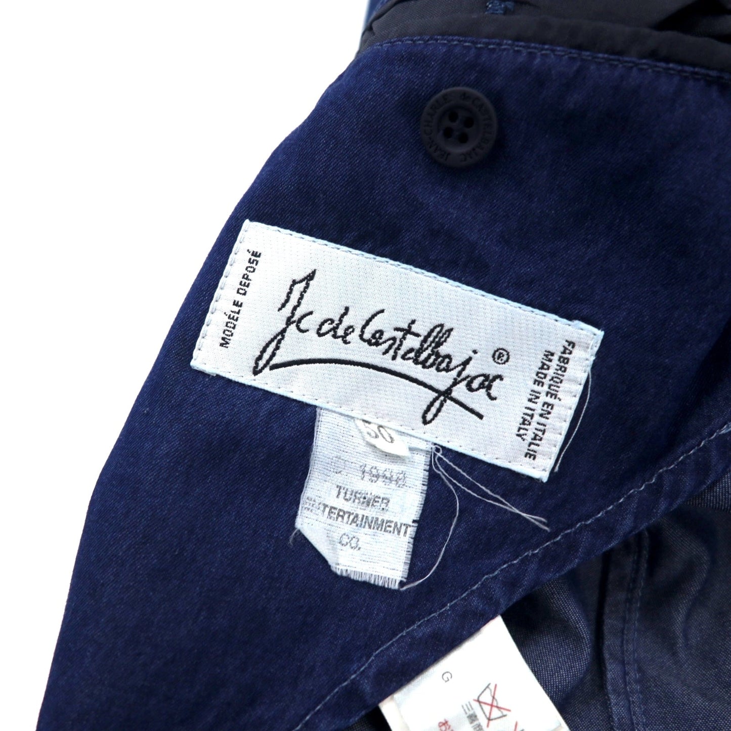 JC de Castelbajac × TURNER ENTERTAINMENT イタリア製 90年代 イタリア製 デニム 2B テーラードジャケット ブレザー 50 ブルー コットン TOM & JERRY トムとジェリー