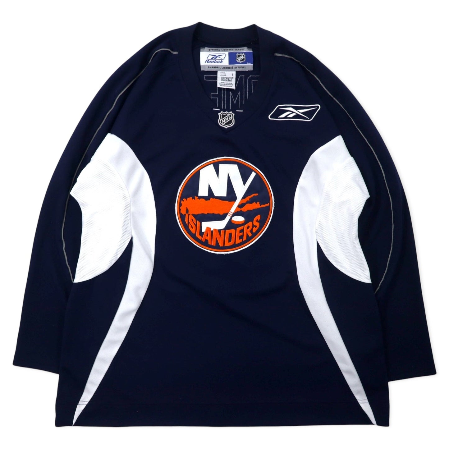Reebok ホッケーシャツ ゲームシャツ L ネイビー ポリエステル CCM ジャージ NHL NY ISLANDERS ナンバリング ビッグサイズ