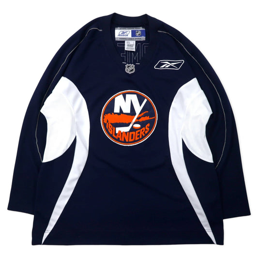 Reebok ホッケーシャツ ゲームシャツ L ネイビー ポリエステル CCM ジャージ NHL NY ISLANDERS ナンバリング ビッグサイズ