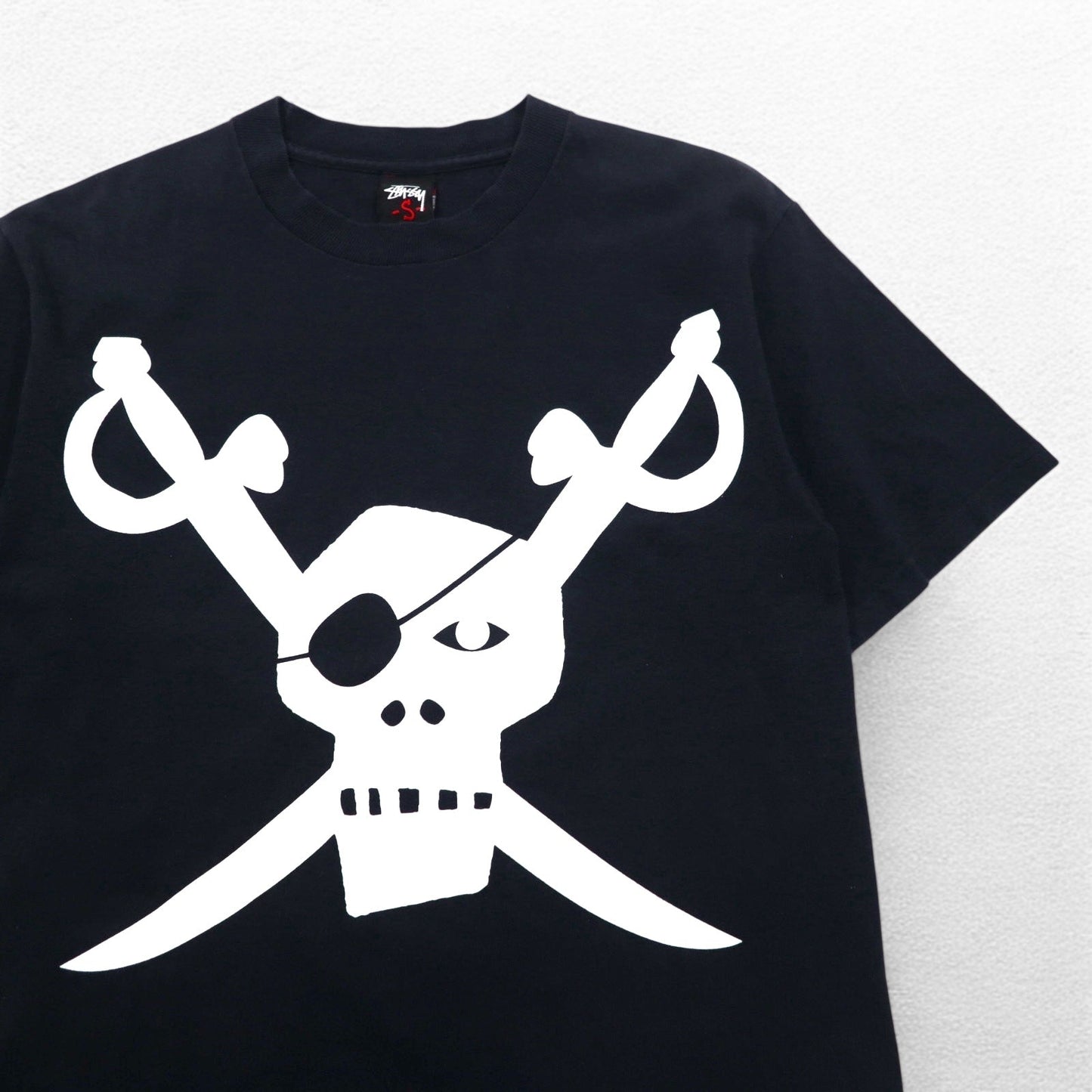 STUSSY スカル パイレーツ プリント Tシャツ S ブラック コットン メキシコ製
