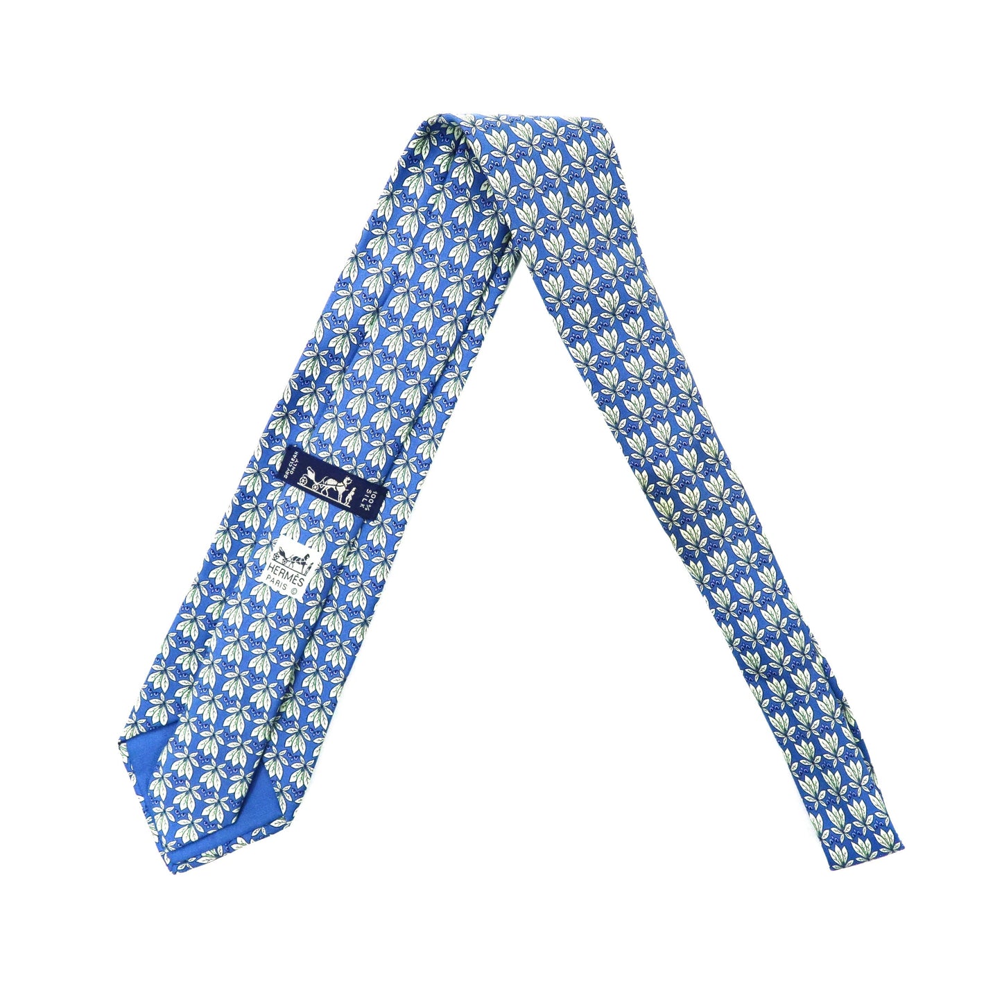 HERMES ネクタイ ブルー 総柄 シルク 7752 OA フランス製
