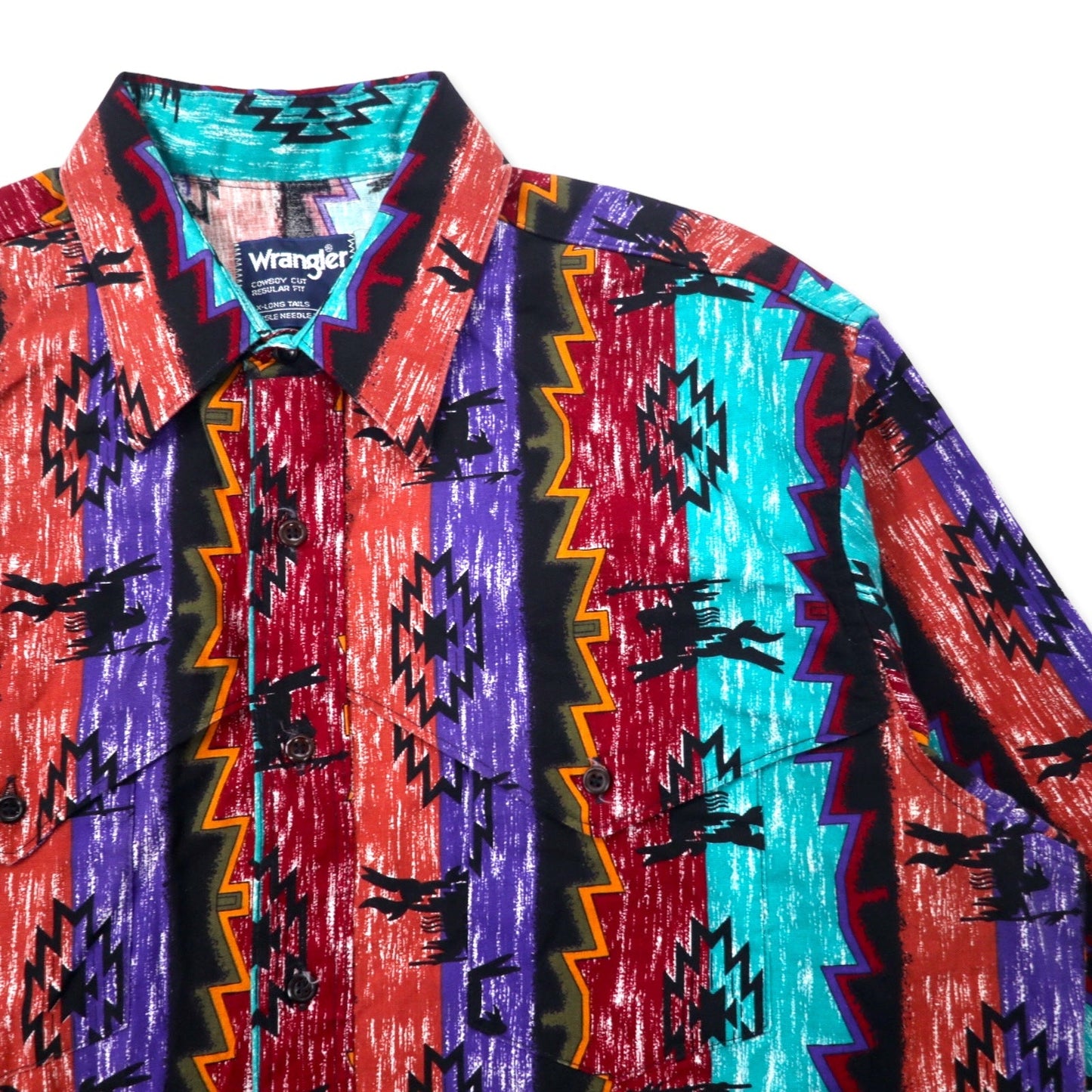 Wrangler USA製 80年代 ネイティブ柄 ウエスタンシャツ XL マルチカラー コットン