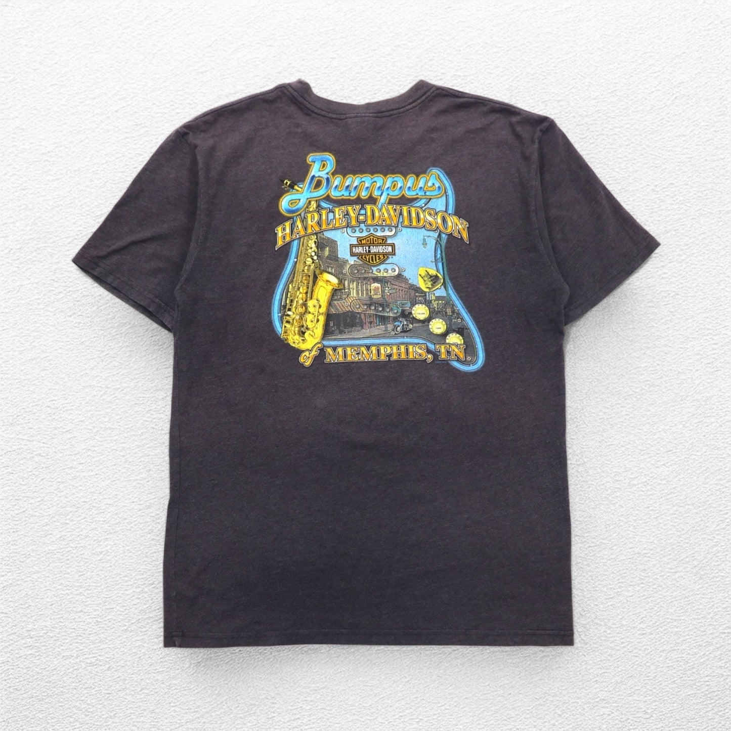 HARLEY DAVIDSON USA製 両面プリント Tシャツ XL グレー コットン ポリエステル MENPHIS