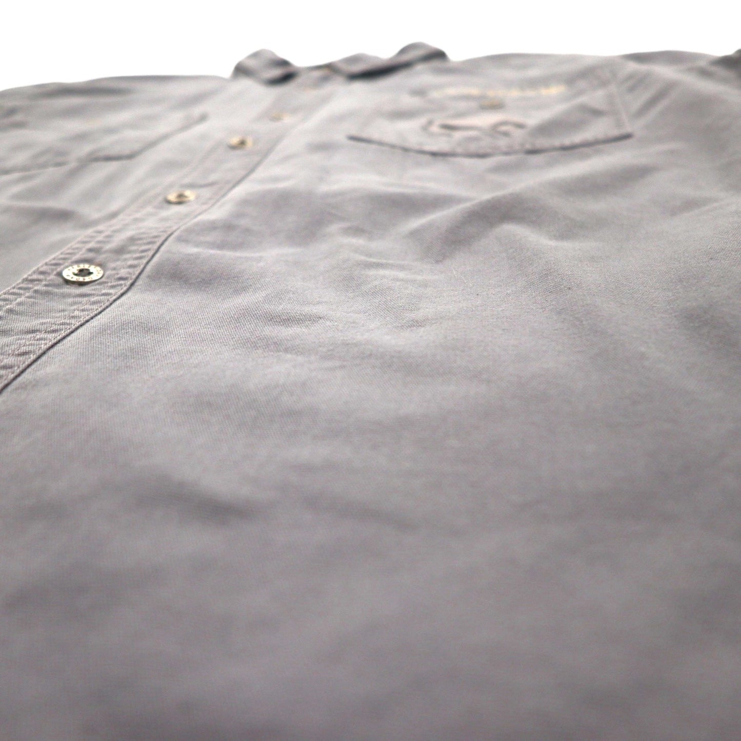 HARLEY DAVIDSON スカルプリント 半袖 ワークシャツ L グレー バックプリント ダブルポケット