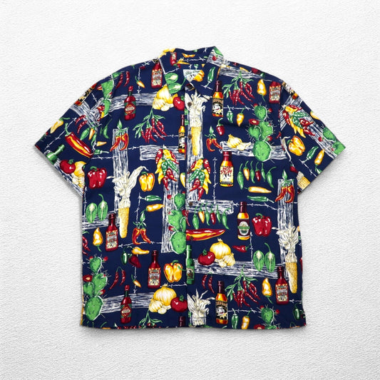 Big Dogs 90年代 アロハシャツ XL ネイビー レーヨン 総柄