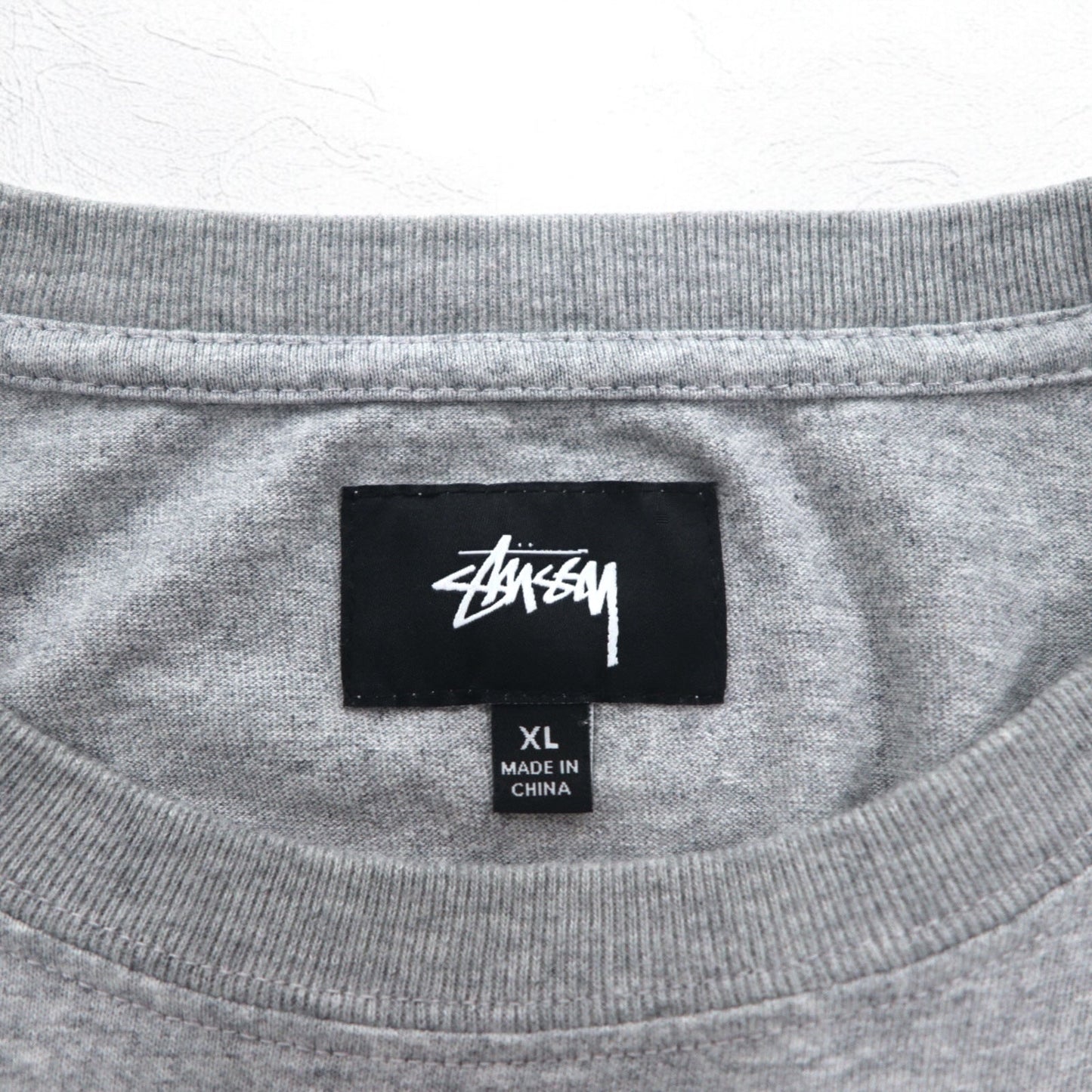 stussy ロングスリーブTシャツ ロンT XL グレー コットン ワンポイントロゴ刺繍