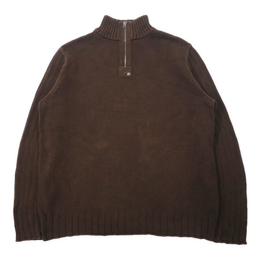POLO JEANS COMPANY RALPH LAUREN ハーフジップ ニット セーター XXL ブラウン コットン IDEALジップ ビッグサイズ