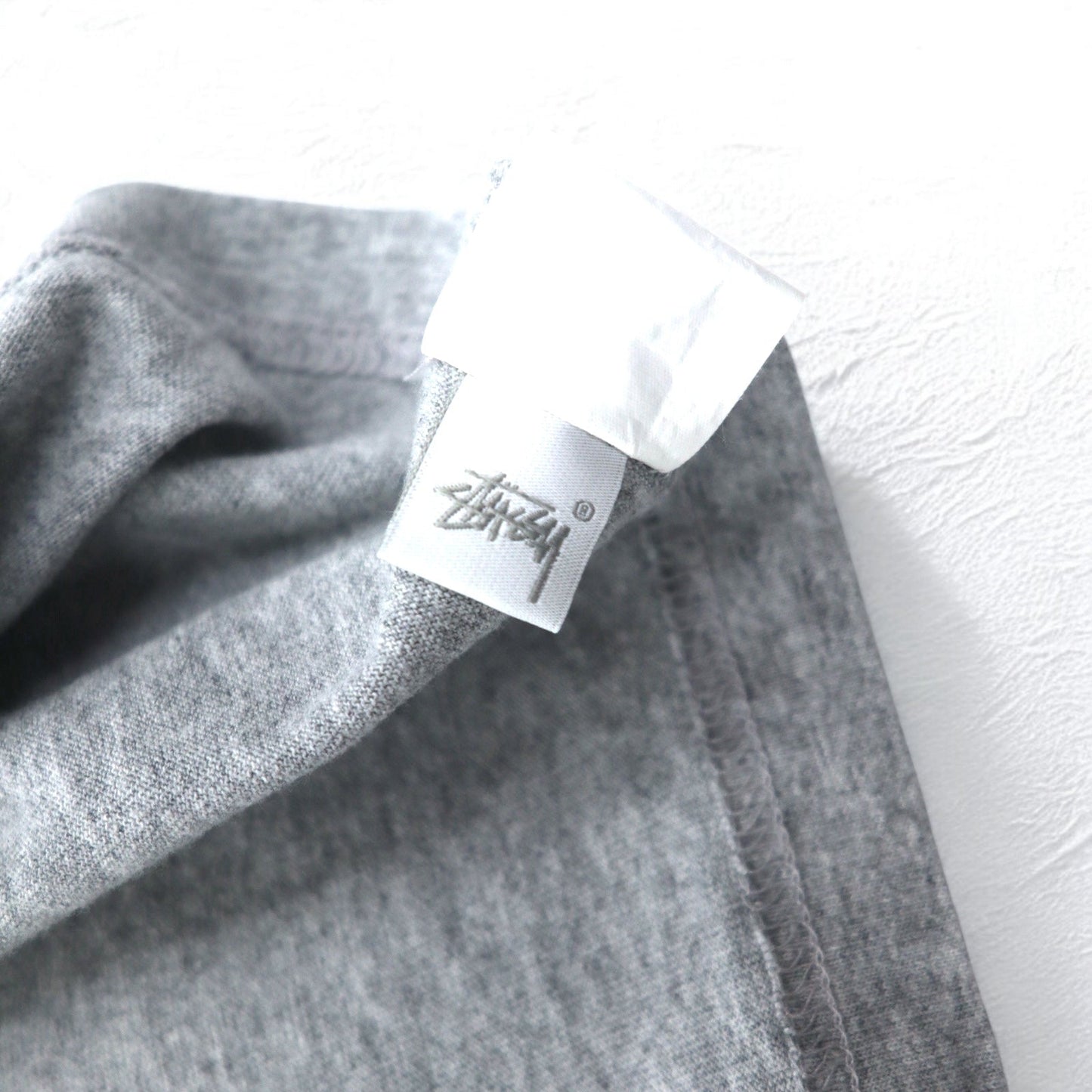 stussy ロングスリーブTシャツ ロンT XL グレー コットン ワンポイントロゴ刺繍