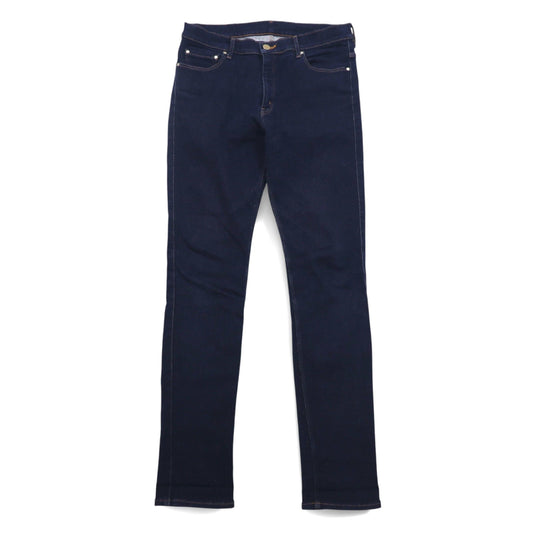 FRED PERRY スキニー デニムパンツ M インディゴ ブルー ストレッチ レザーパッチ F4456 日本製