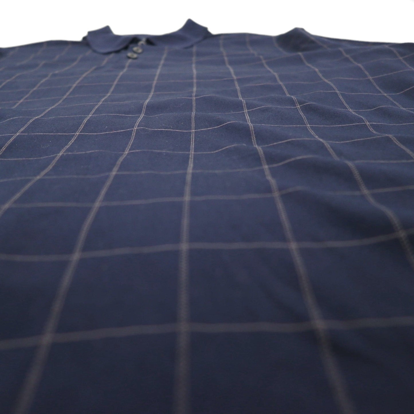 Brooks Brothers パフォーマンス ニット ポロシャツ L ネイビー チェック DOUBLE MERCERIZED COTTON シルケット加工