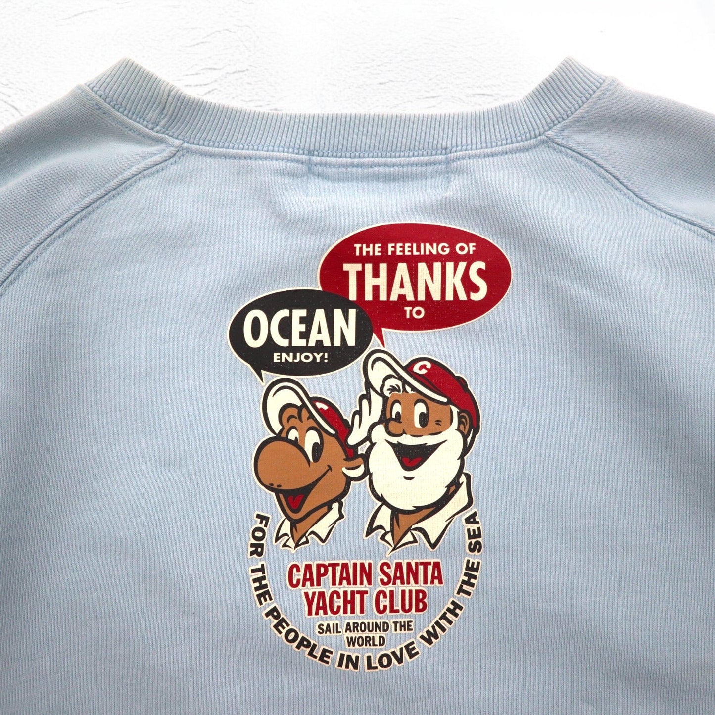 Captain Santa 90年代 キャラクタープリント スウェット S ブルー コットン 両面プリント