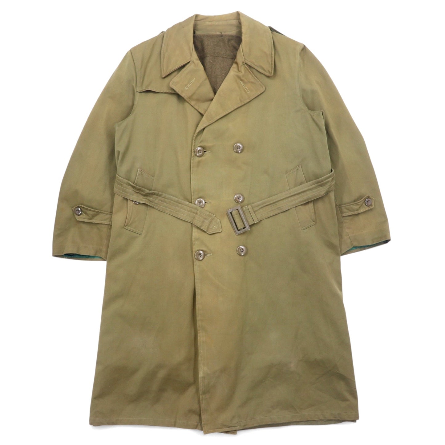 60s French Overcoat フランス製 60年代 ユーロヴィンテージ ミリタリー オーバーコート トレンチコート XL カーキ 樹脂ボタン PORTEZ IMPER FBA ライナー着脱式 Cantre LA PLUIE et Cantre LE FROID