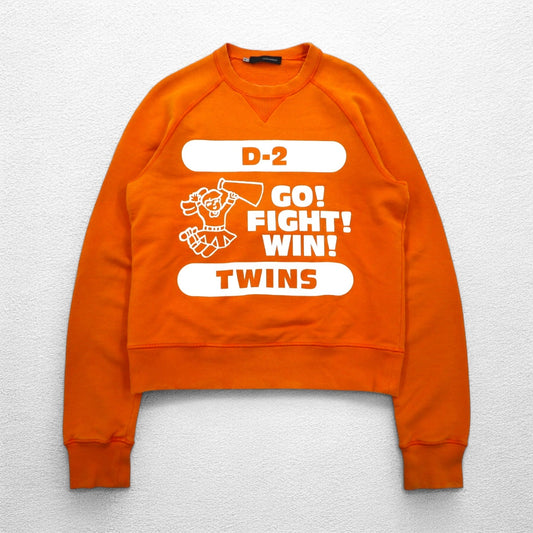 Dsquared2 ダメージ加工 プリント スウェット M オレンジ イタリア製