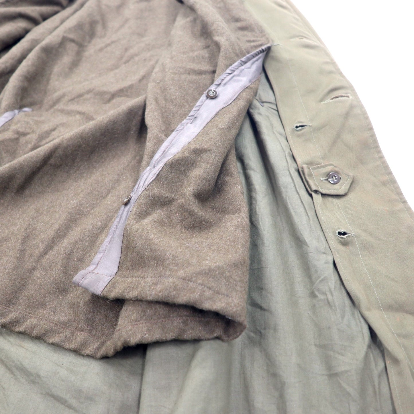60s French Overcoat フランス製 60年代 ユーロヴィンテージ ミリタリー オーバーコート トレンチコート XL カーキ 樹脂ボタン PORTEZ IMPER FBA ライナー着脱式 Cantre LA PLUIE et Cantre LE FROID