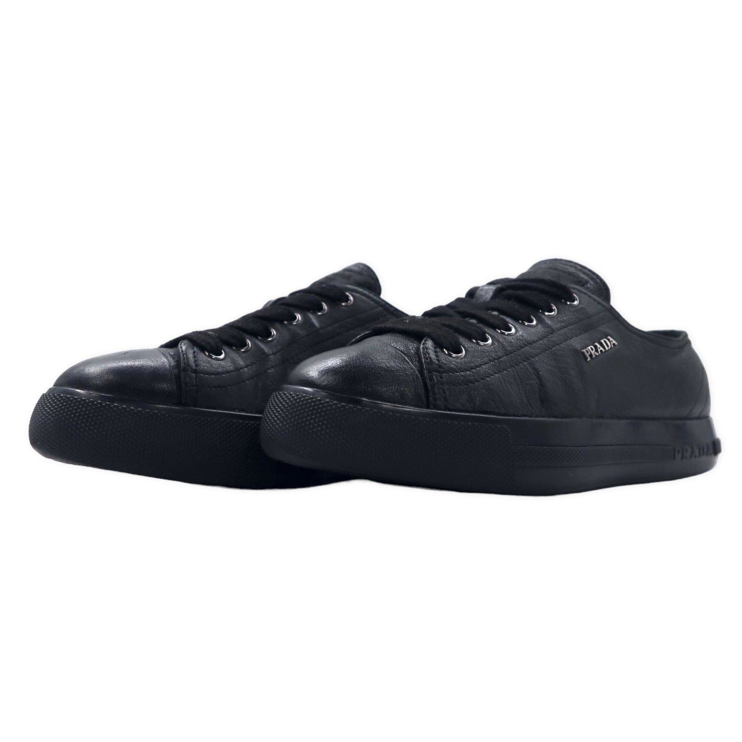 PRADA レザー レースアップ スニーカー 23.5cm ブラック ロゴ 3E 5581