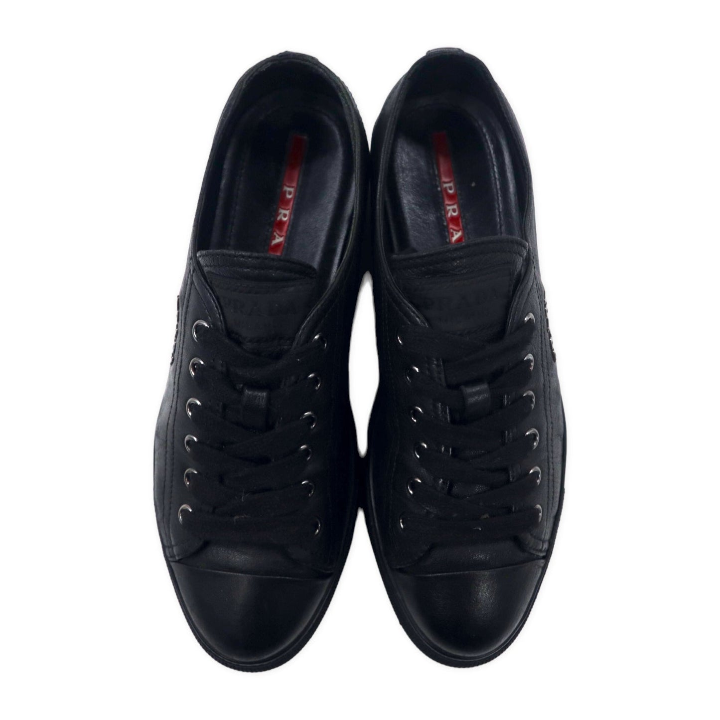 PRADA レザー レースアップ スニーカー 23.5cm ブラック ロゴ 3E 5581