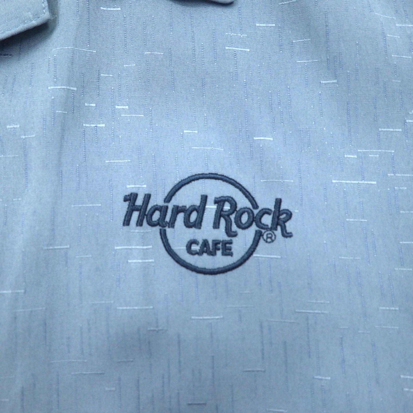 Hard Rock CAFE 半袖 オープンカラーシャツ 開襟 アロハシャツ XL ネイビー レーヨン 刺繍 ギターモチーフ 刺子
