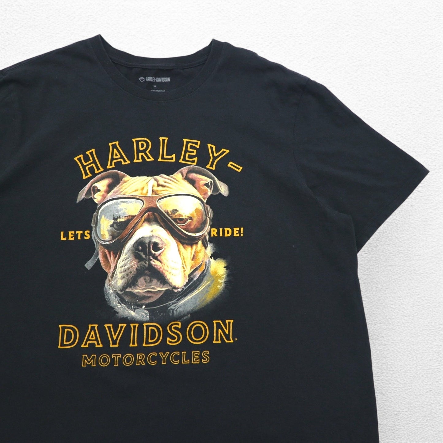 HARLEY DAVIDSON 両面プリント Tシャツ XL ブラック コットン 犬 EL PASO ホンジュラス製